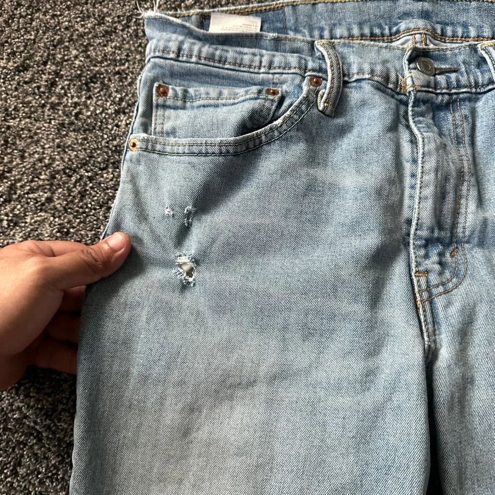 Levi's‎ 511 Jeans Mens 34x30 Blue Light Wash Denim Slim Straight Fit Distressed